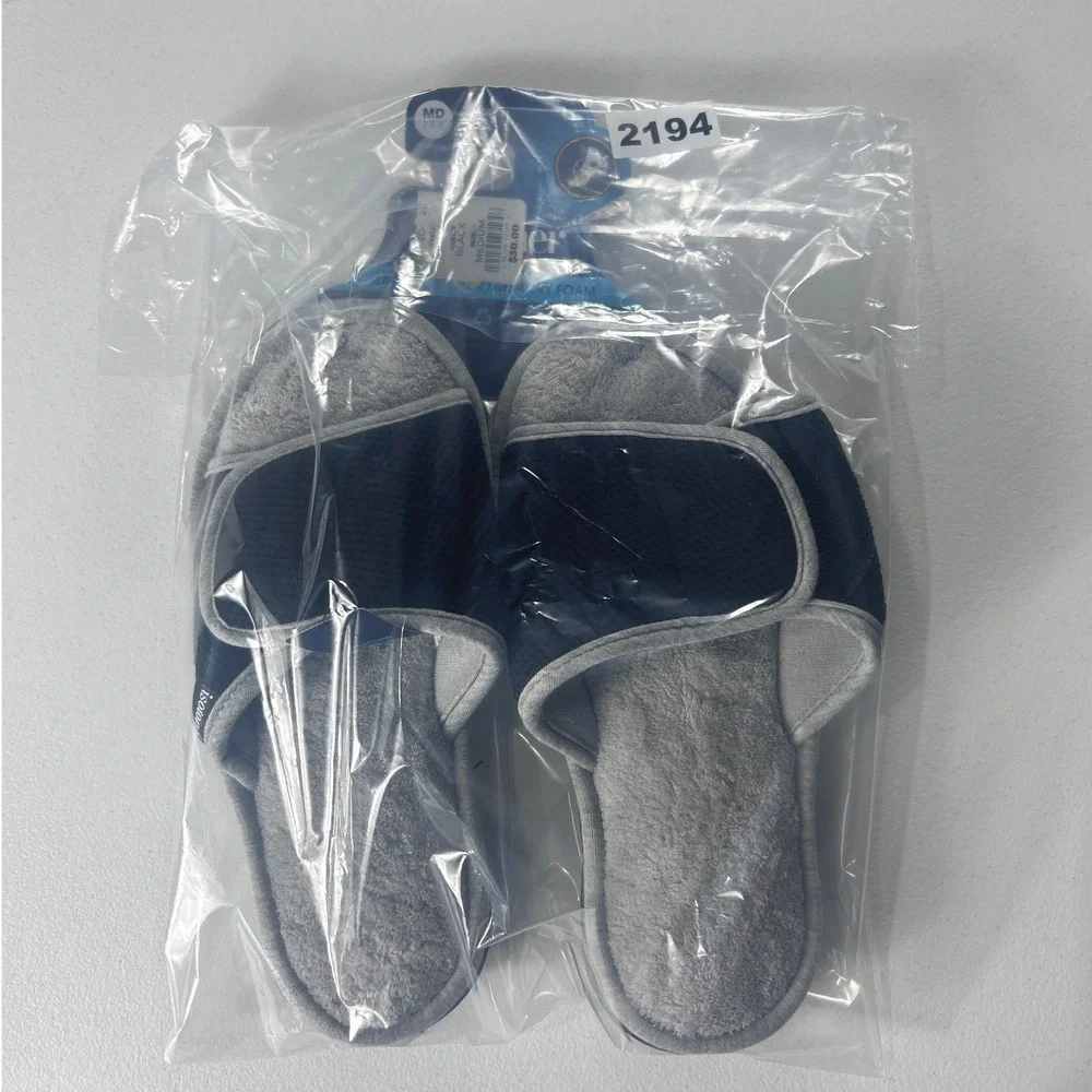 Isotoner Womens Memory Foam Slipper Slides Black Grey Size Medium 7.5-8 NEW - Picture 8 of 8